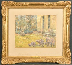 Fine Antique French Impressionist Painting The Chateau Gardens, listed artist