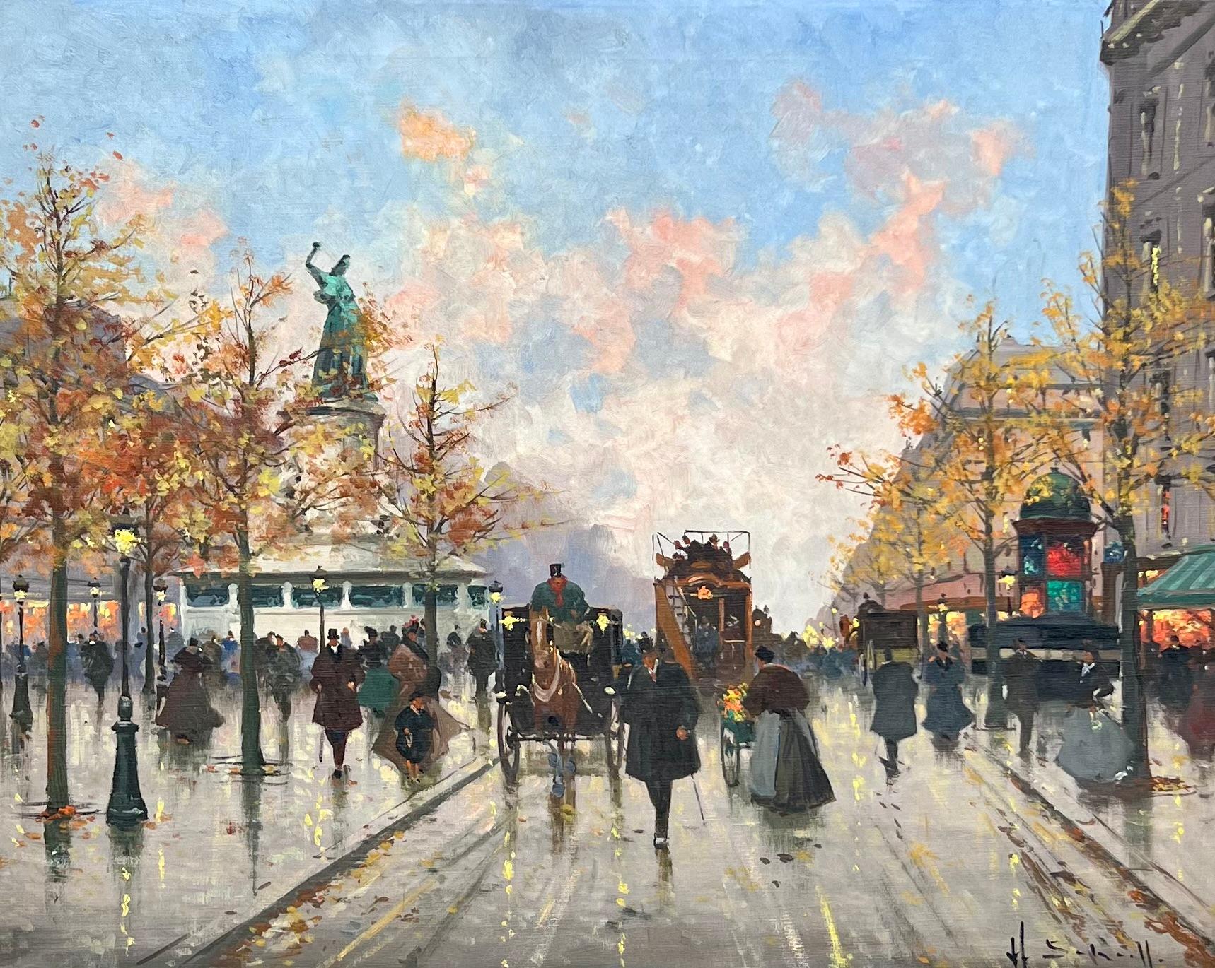 A Parisian Boulevard - Painting by Henri Alexis Schaeffer