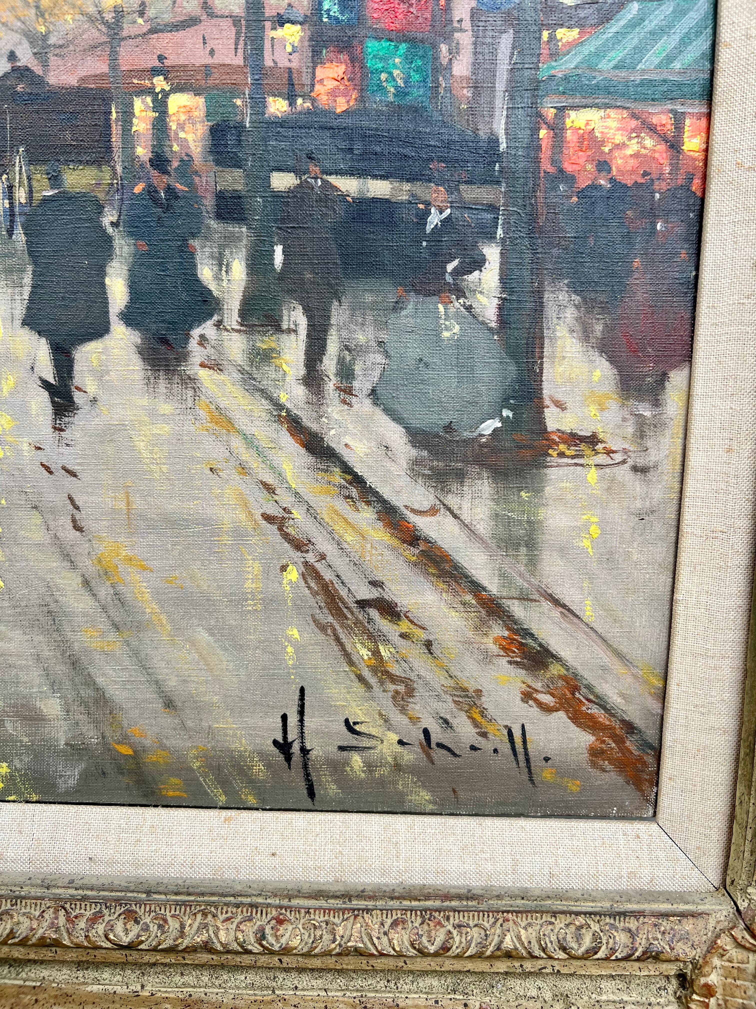 Un boulevard parisien - Impressionnisme Painting par Henri Alexis Schaeffer