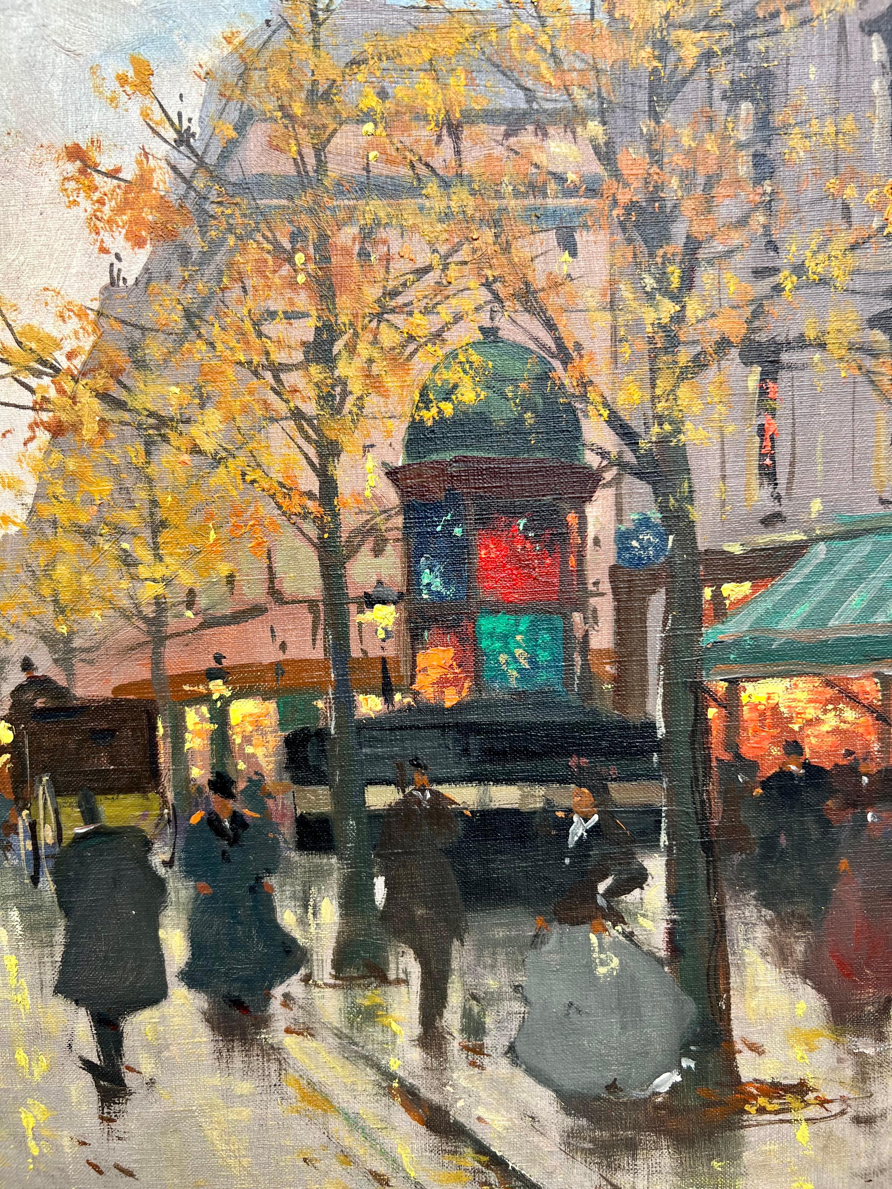 Huile sur toile, signée en bas à droite, représentant une rue animée de Paris.  Henri Alexis Schaeffer (1900-1975) est né à Paris, en France, au début du mois d'août 1900. Élève de l'École nationale des beaux-arts de Paris, Schaeffer étudie la