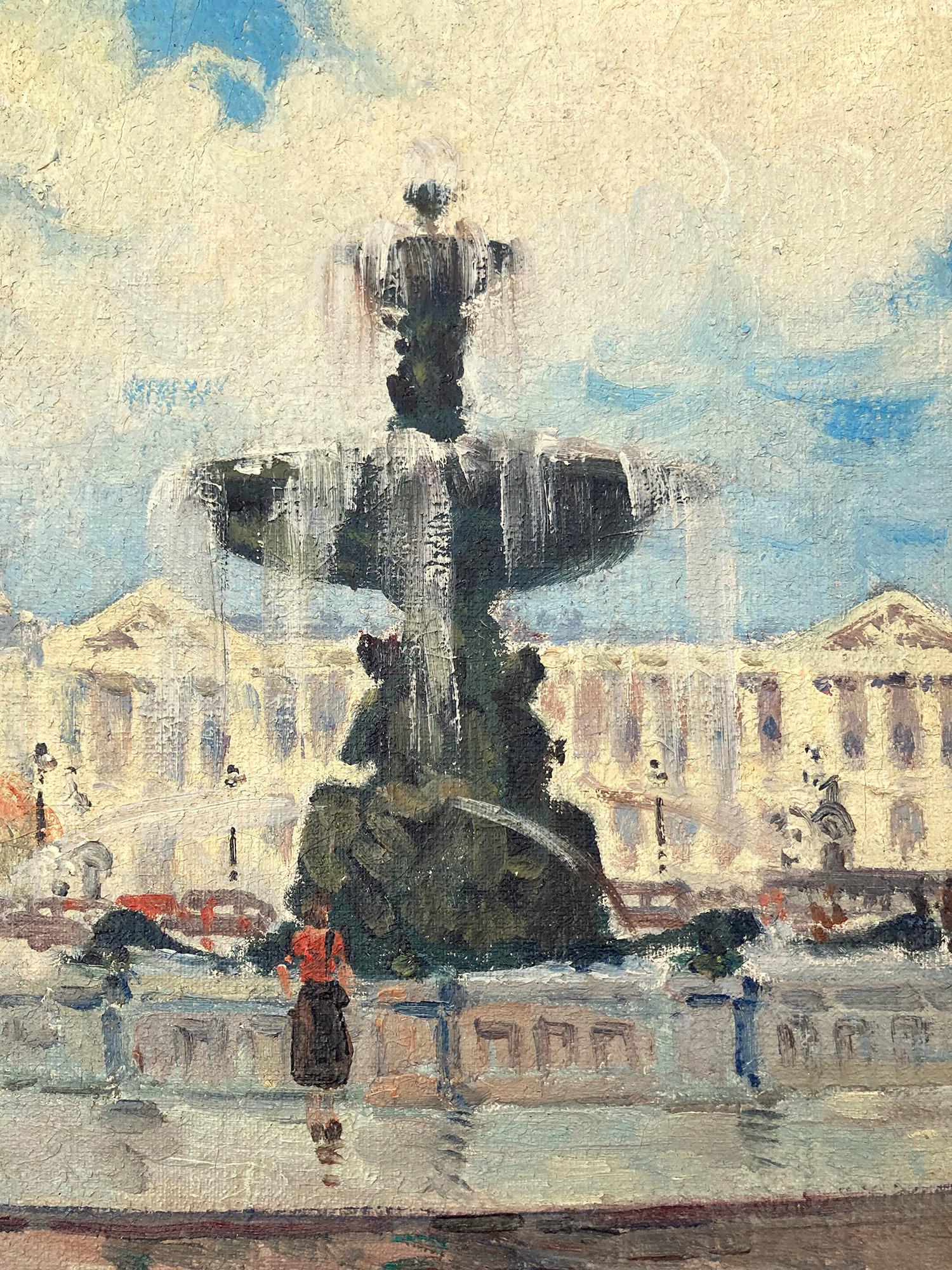 Bellissimo dipinto a olio su tela dell'artista francese Henri Alexis Schaeffer. Questo dipinto è un meraviglioso esempio del suo lavoro nel periodo iniziale della sua carriera. Qui puoi vedere delle figure che camminano lungo la strada e il