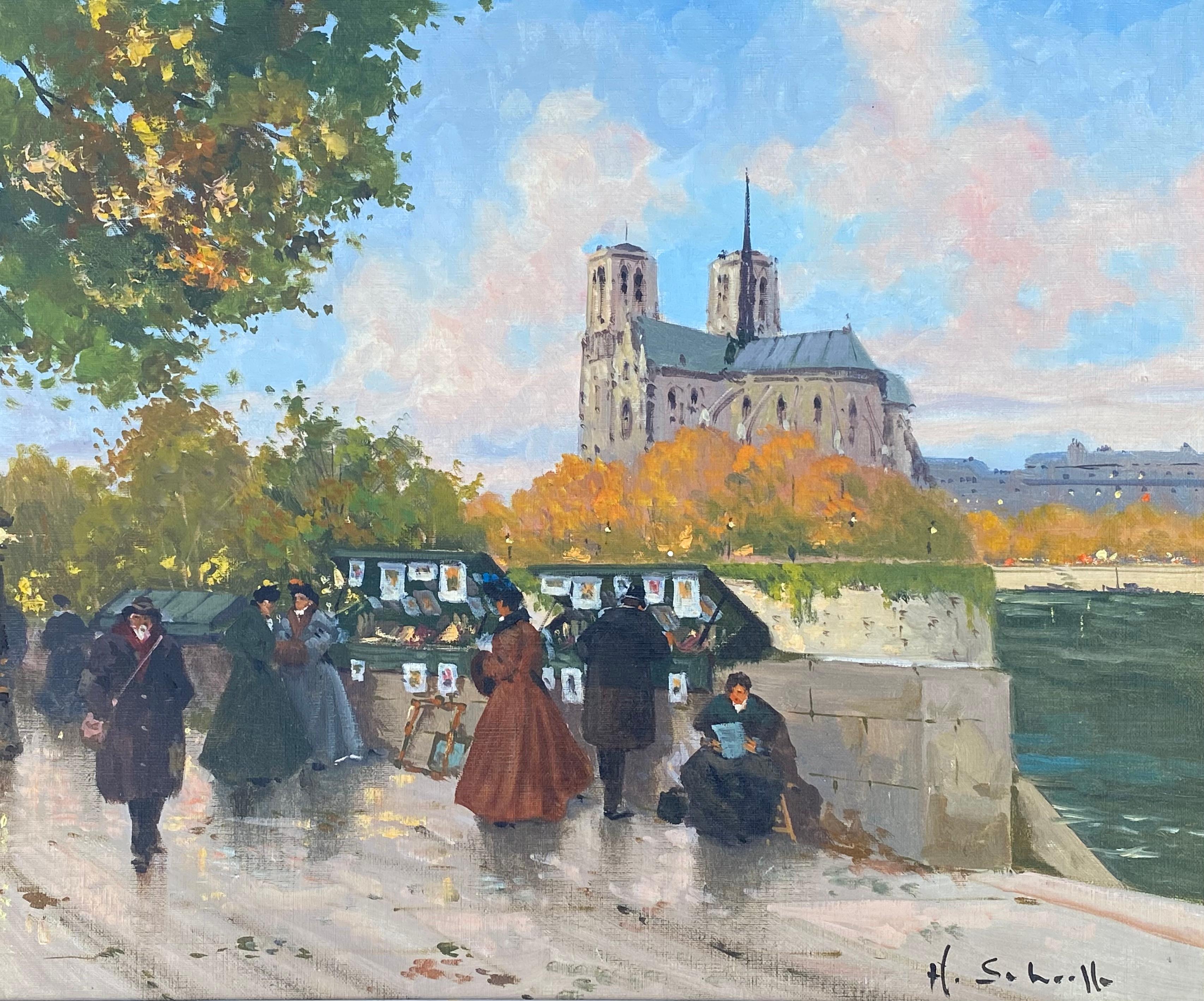 Figurative Painting Henri Alexis Schaeffer - Artists de la rue, Paris