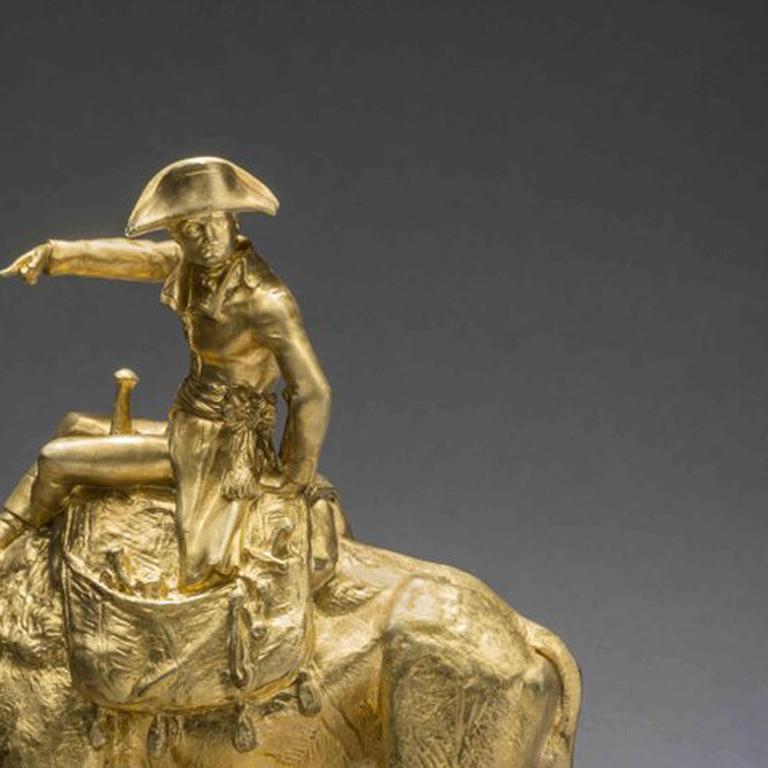 Le General Bonaparte en Egypte  - Gold Figurative Sculpture by Henri Alfred Marie Jacquemart