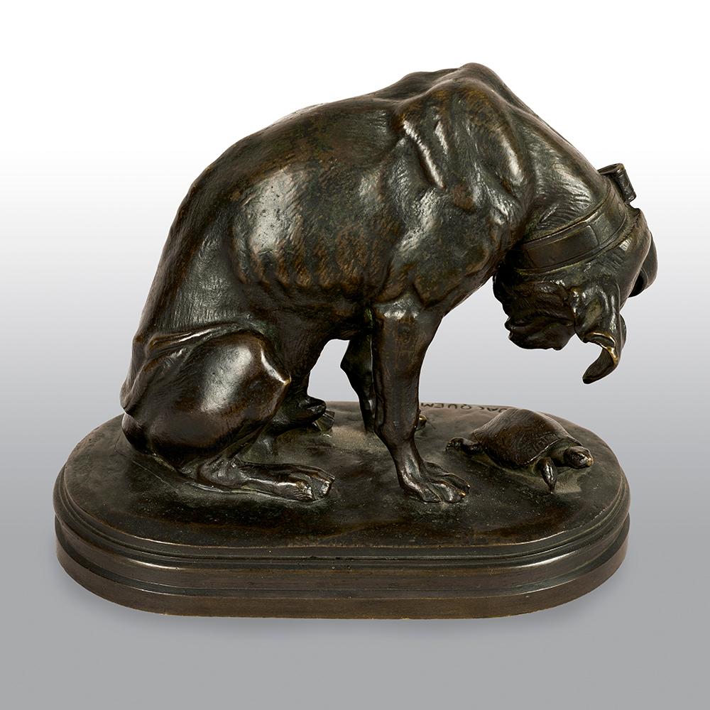Bronze Henri Alfred Marie Jacquemart Hound and Tortoise French
