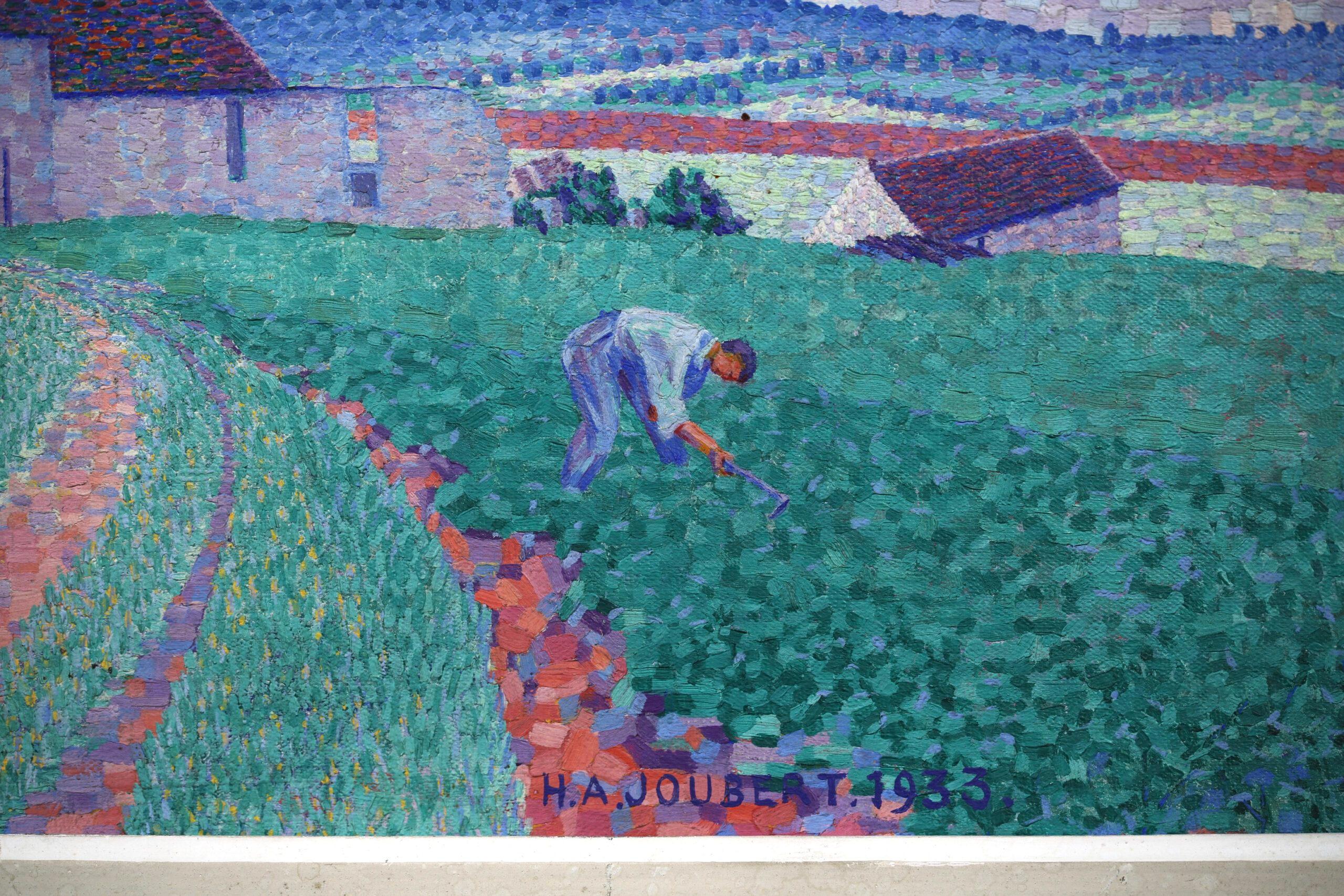 Temps Orageux - Divisionist Landscape Oil Painting by Henri Andre Joubert For Sale 7