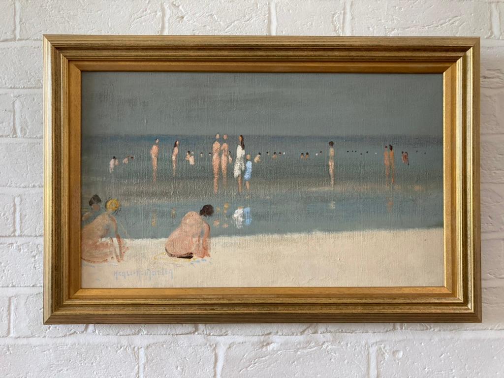 Impressionniste français, figures sur la plage, sud de la Côte d'Azur - Impressionnisme Painting par Henri-André Martin