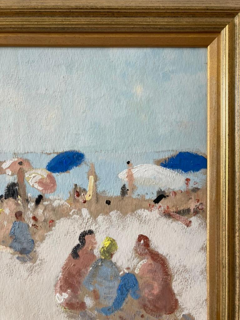 French Impressionist, Figures on the beach, South of France, French Riviera For Sale 2