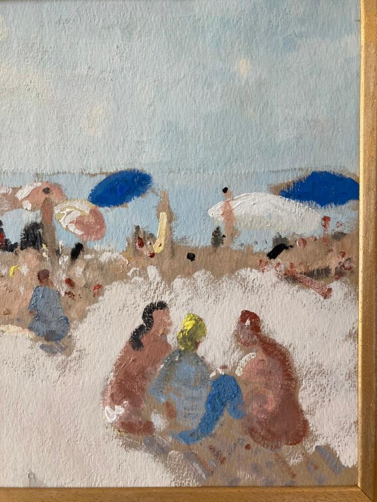 French Impressionist, Figures on the beach, South of France, French Riviera For Sale 3
