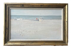 Vintage French Impressionist, Figures on the beach, South of France, French Riviera