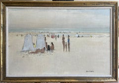 Französischer Impressionist, Großes Ölgemälde, Figuren am Strand, Südfrankreich