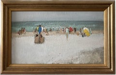 Impressionniste français, scène de plage du sud de la France