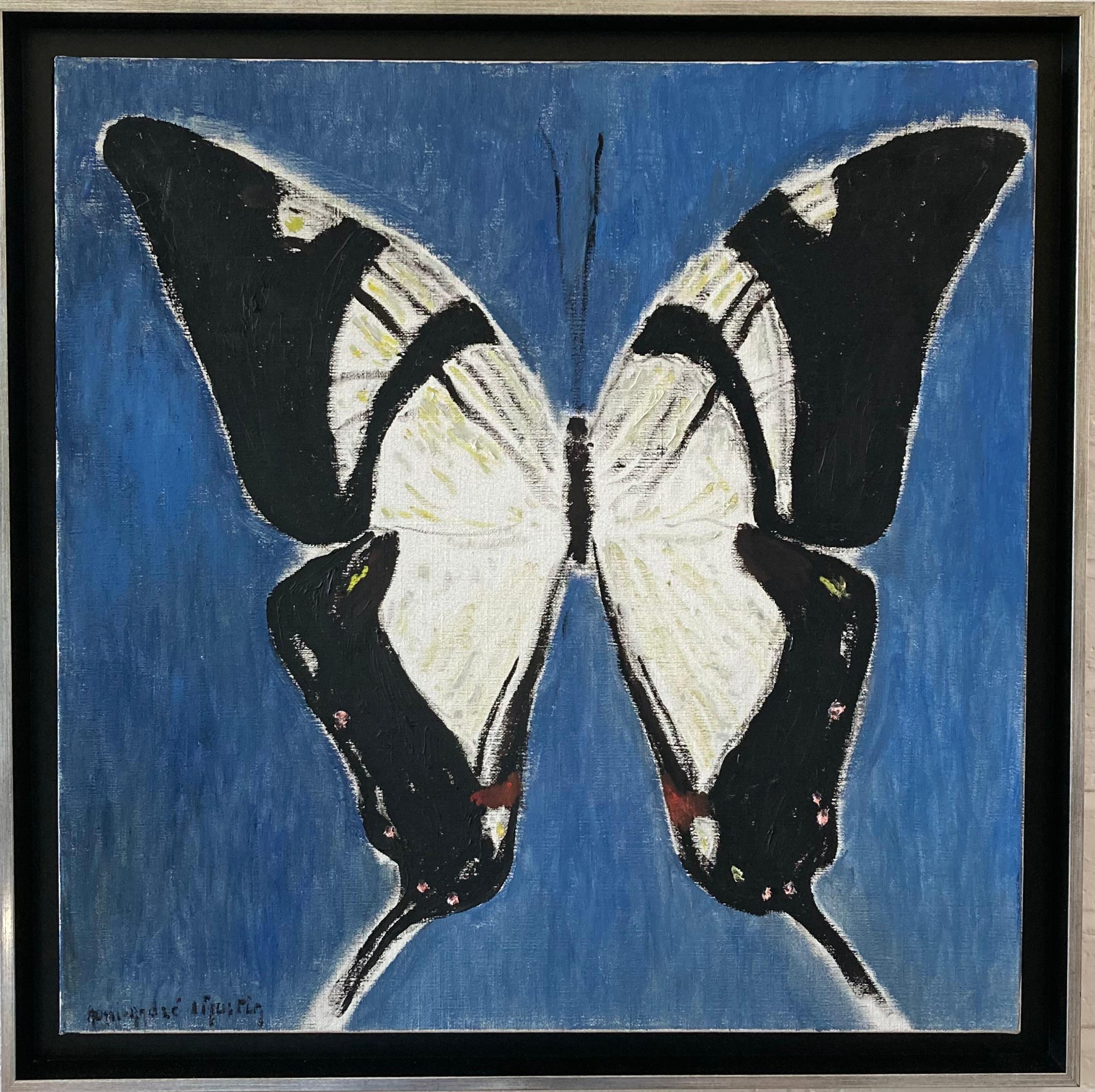 An incredibly striking image of a Swallowtail butterfly. Painted with great energy and style. This would look stunning against a white wall.

Henri-André Martin (1918-2004)
A Swallowtail butterfly
Signed
Oil on canvas
23½ x 23½ inches excluding