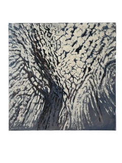 Vintage French Modernist, large Abstract view of an Almond tree with blossom flowers
