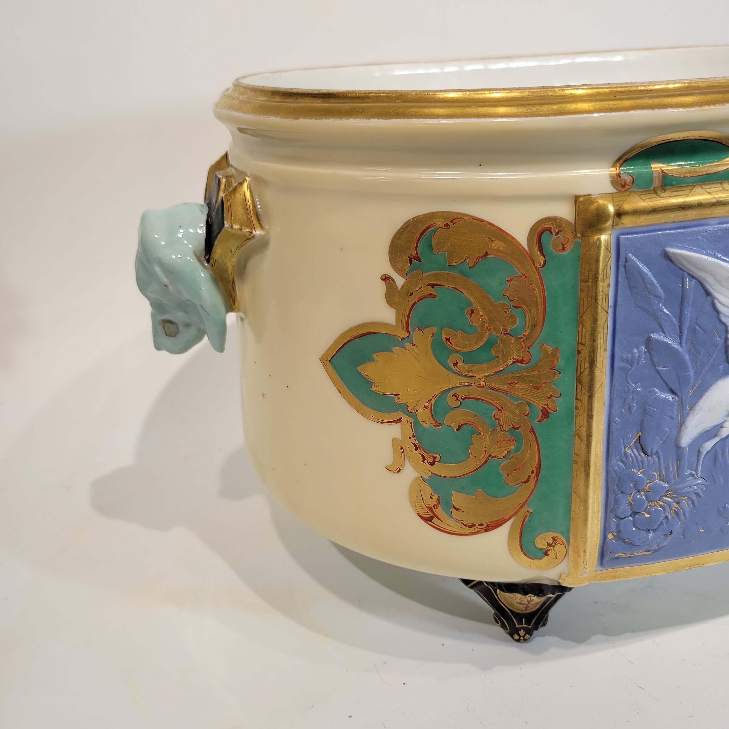 French Henri Ardant Japonisme Porcelain Jardiniere 19th C. For Sale