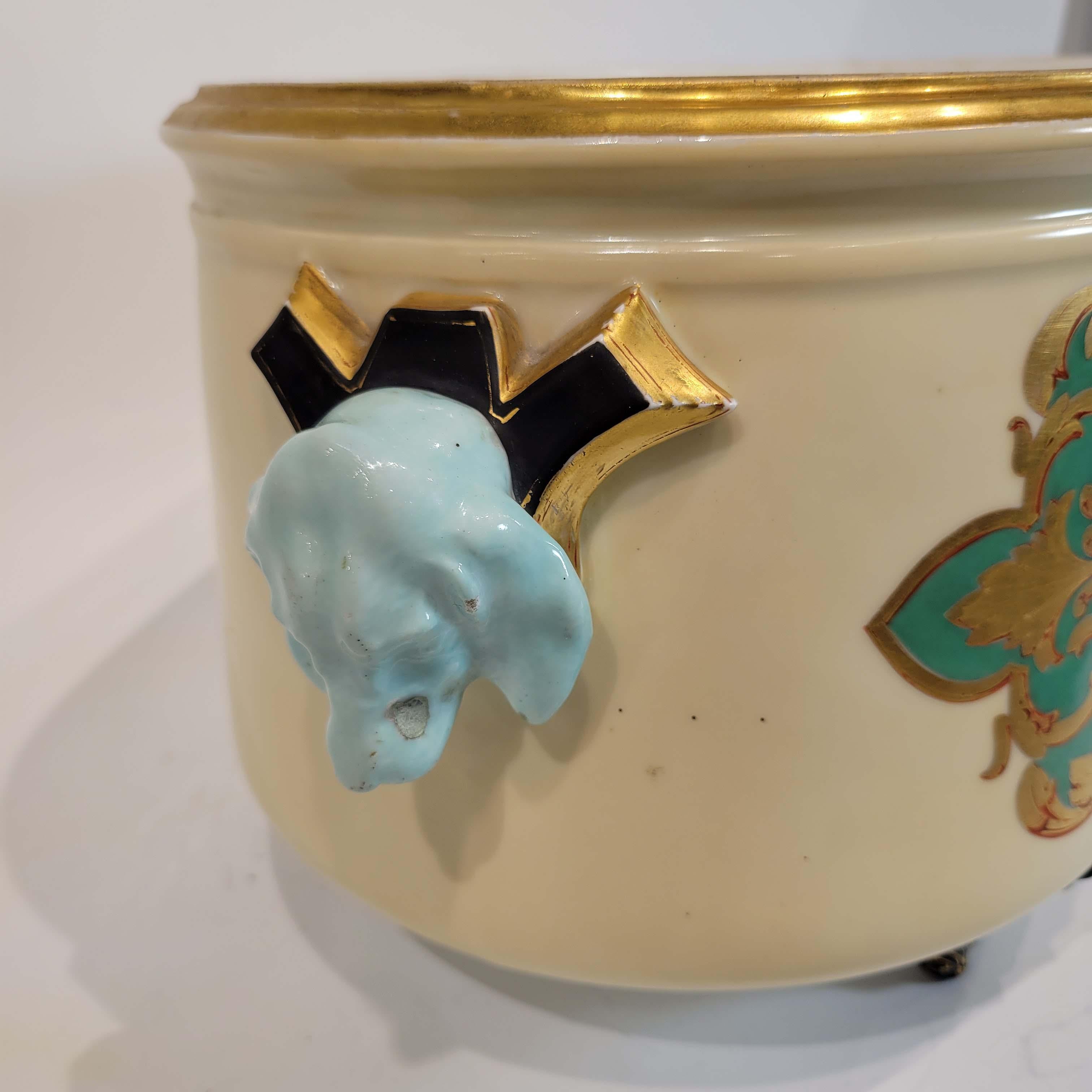 Glazed Henri Ardant Japonisme Porcelain Jardiniere 19th C. For Sale