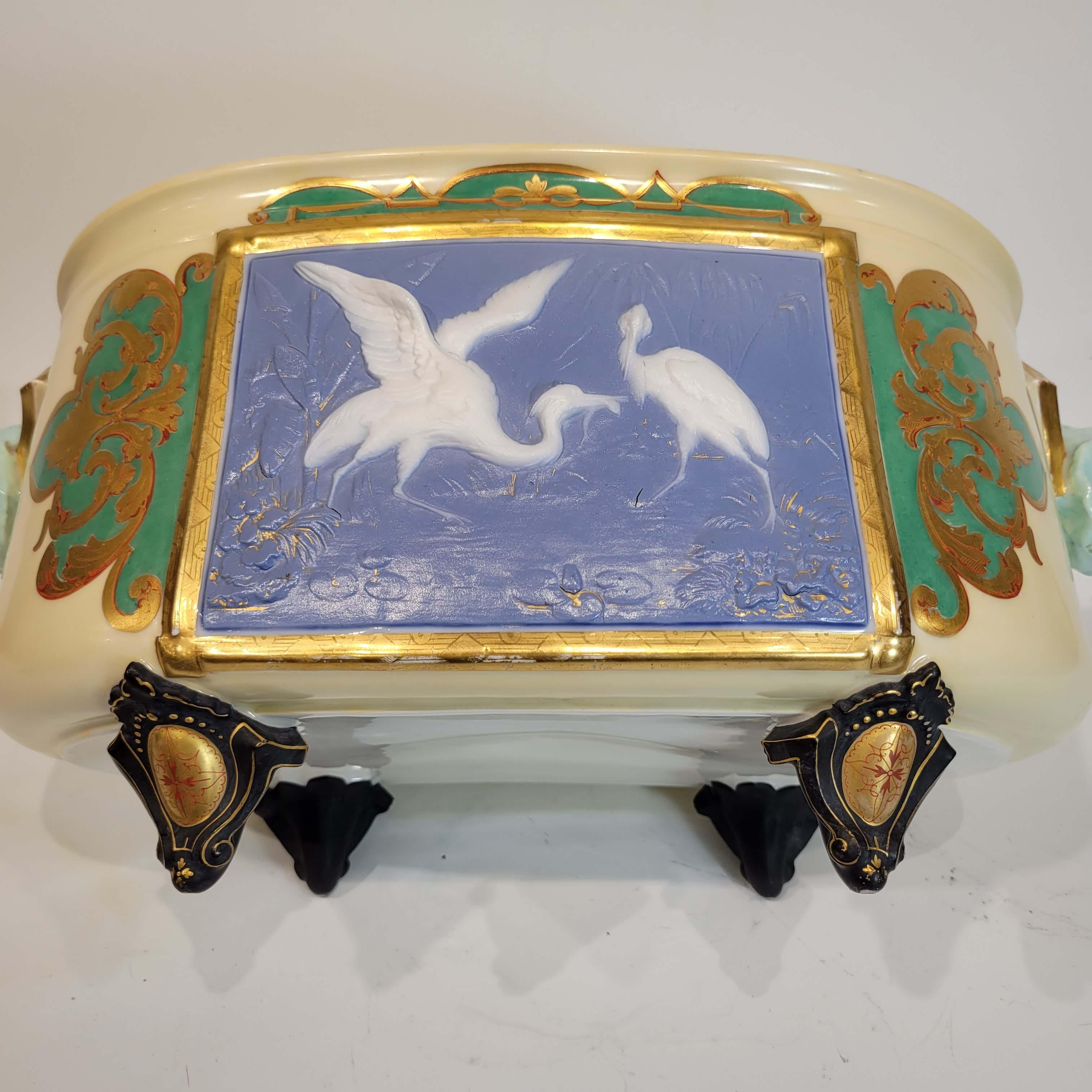 Henri Ardant Japonisme Porcelain Jardiniere 19th C. In Good Condition For Sale In New York, NY