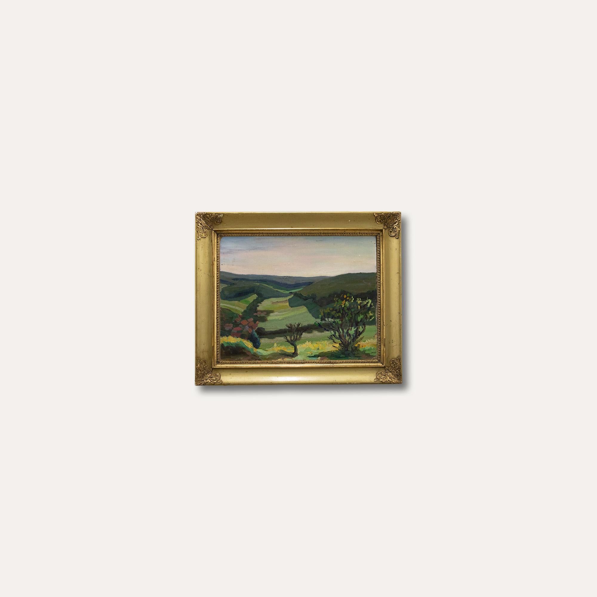 Attribuire. Henri Auchere (1908-2000) - Olio incorniciato, Paesaggio di Rolle 3