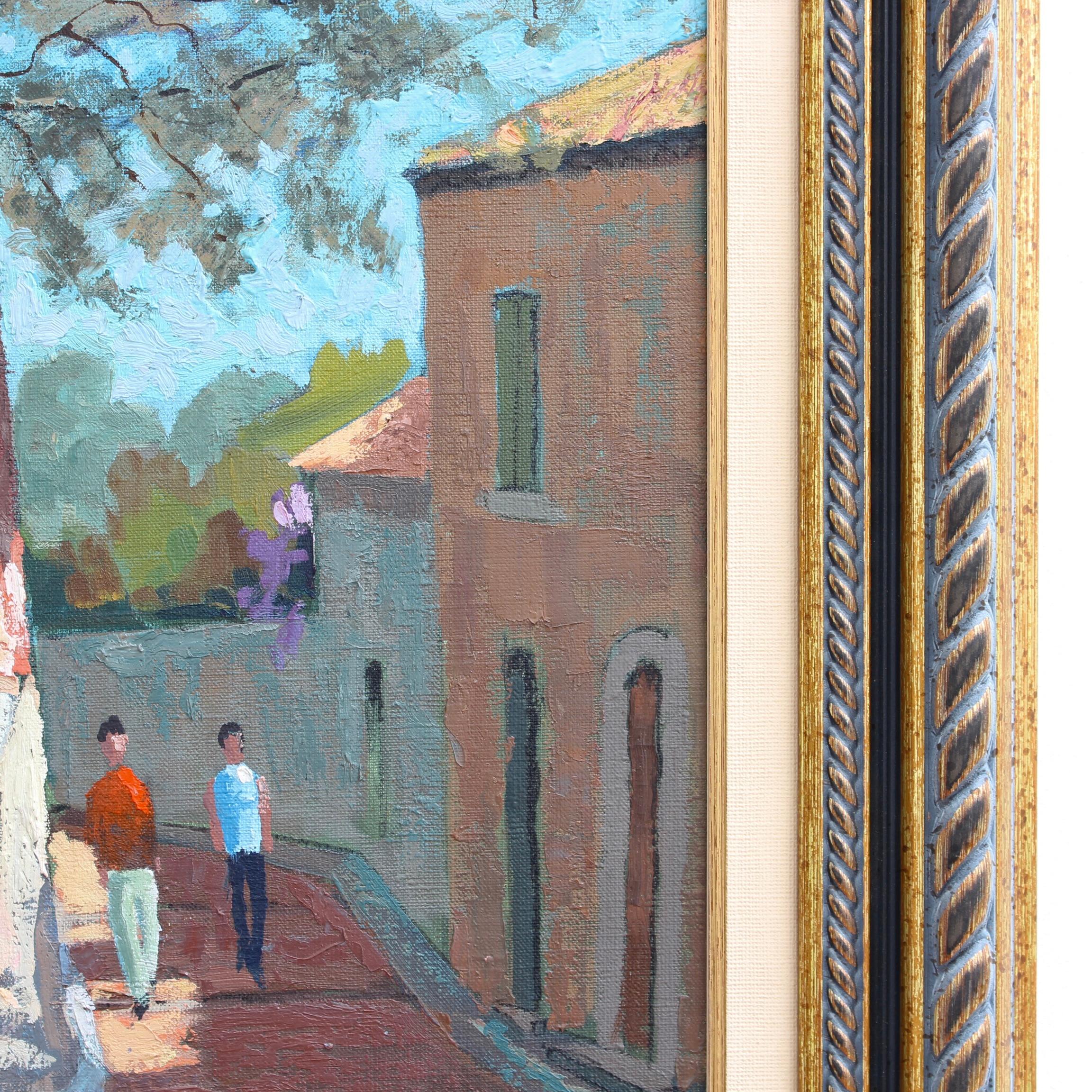 The Walk in Roquebrune' par Henri Auchere Peinture à l'huile française d'époque 9
