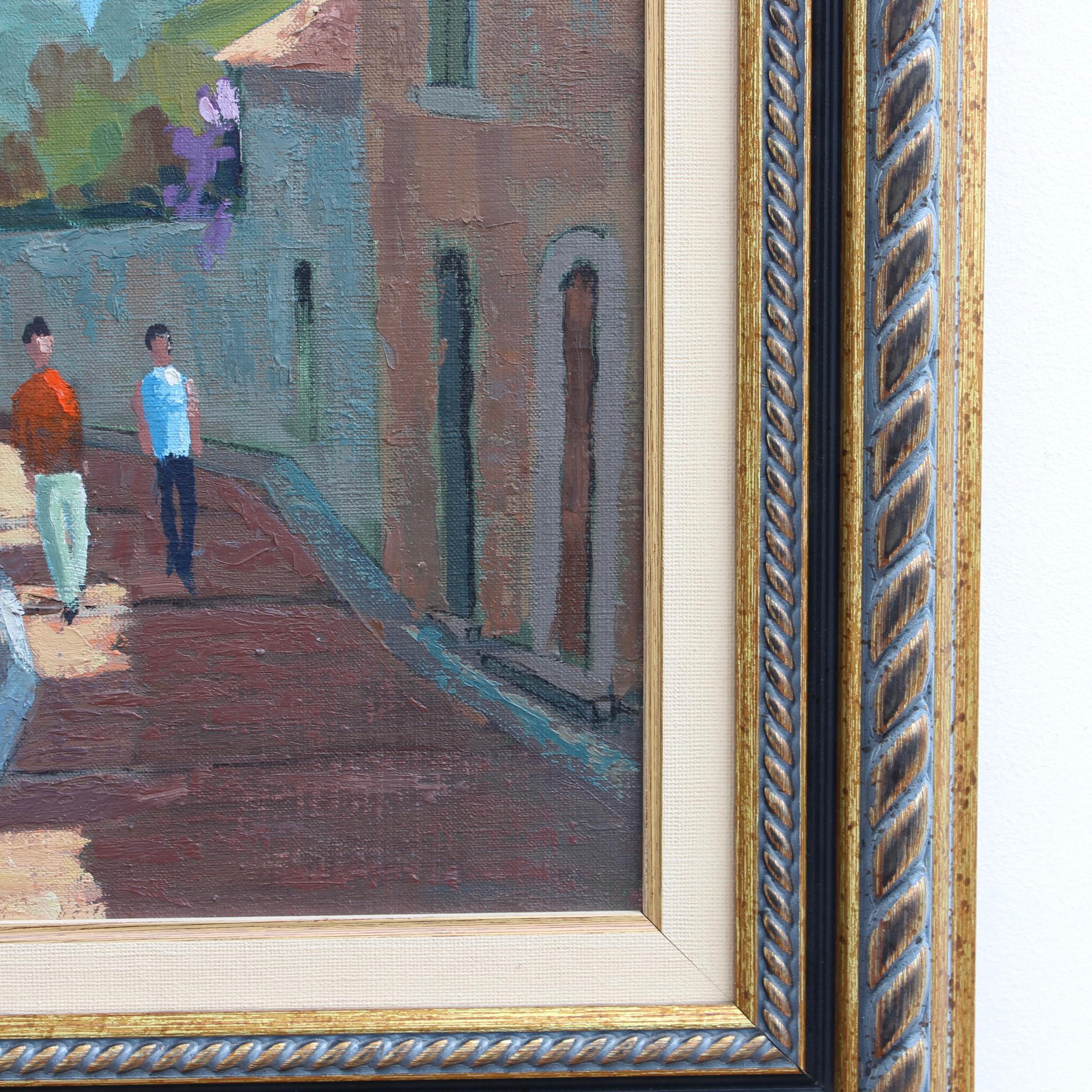 The Walk in Roquebrune' par Henri Auchere Peinture à l'huile française d'époque 10