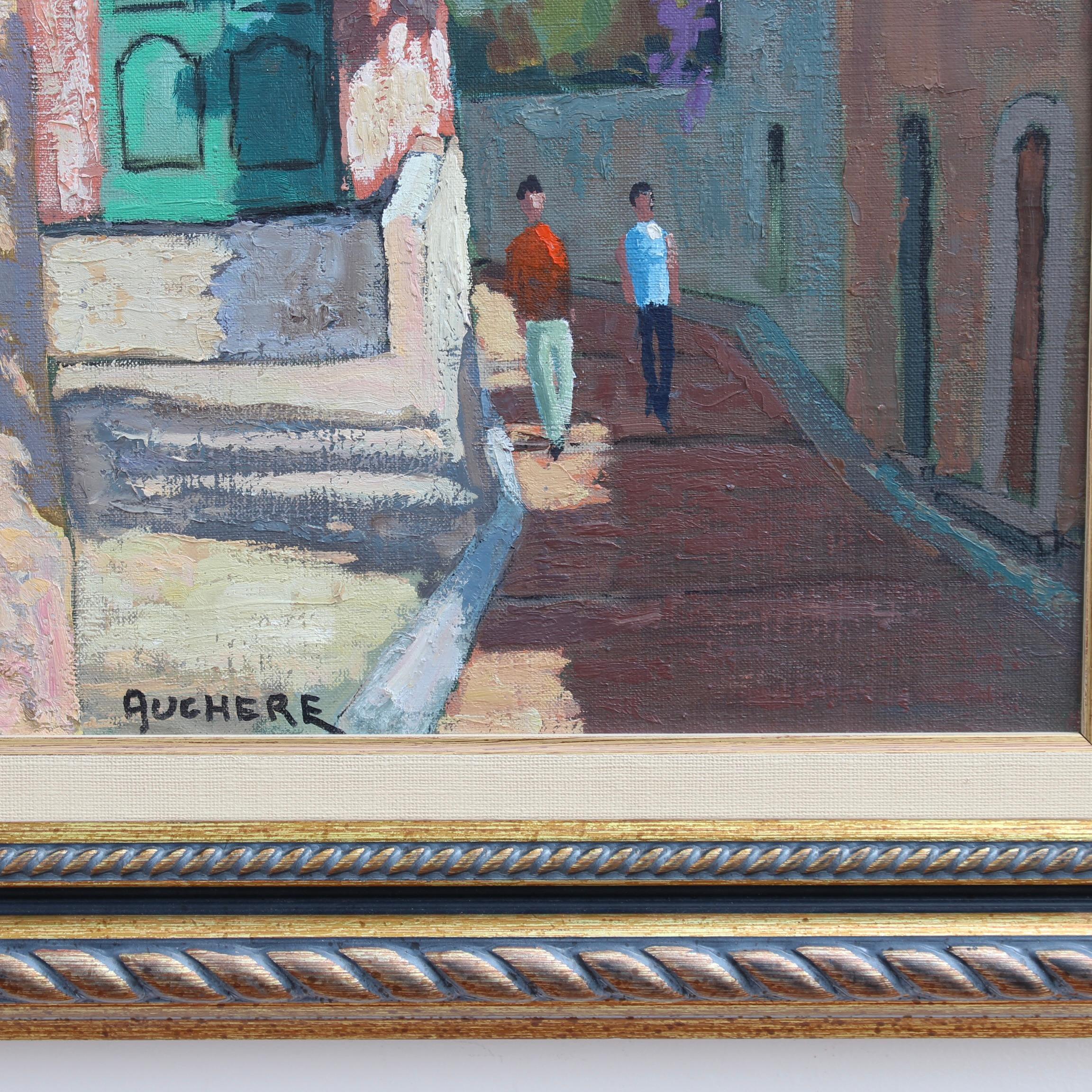 The Walk in Roquebrune' par Henri Auchere Peinture à l'huile française d'époque 12