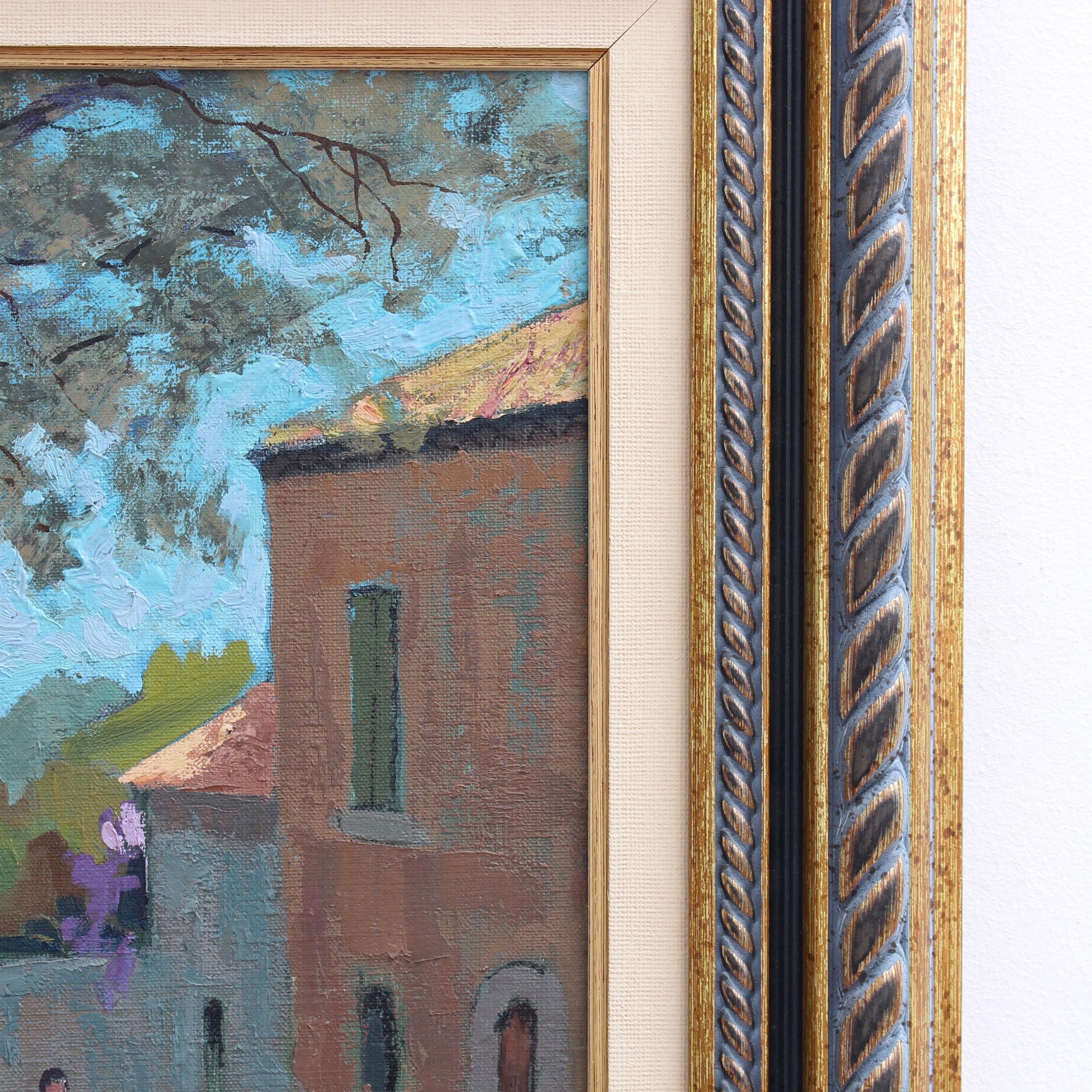 The Walk in Roquebrune' par Henri Auchere Peinture à l'huile française d'époque 6