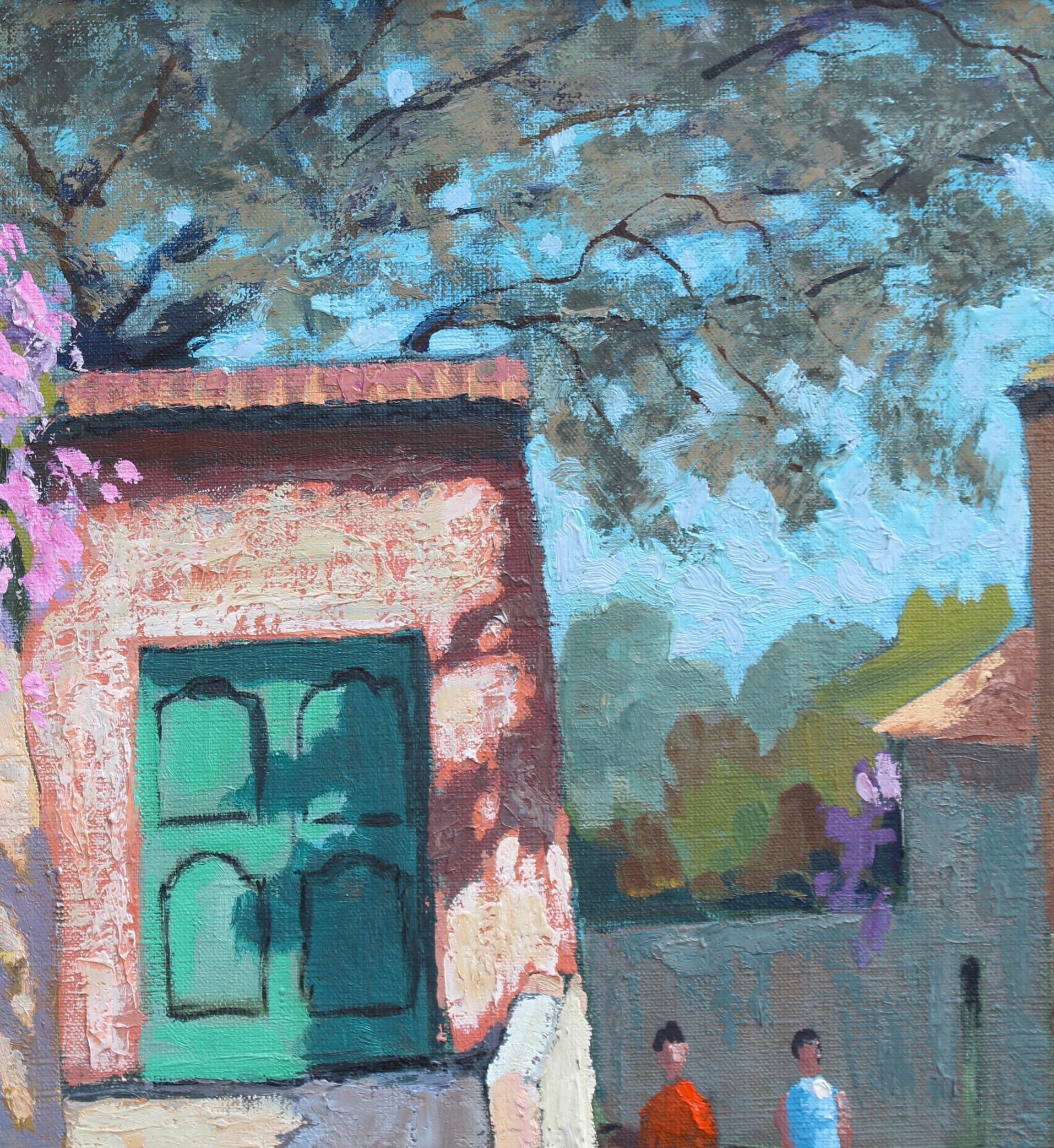 The Walk in Roquebrune' par Henri Auchere Peinture à l'huile française d'époque 7