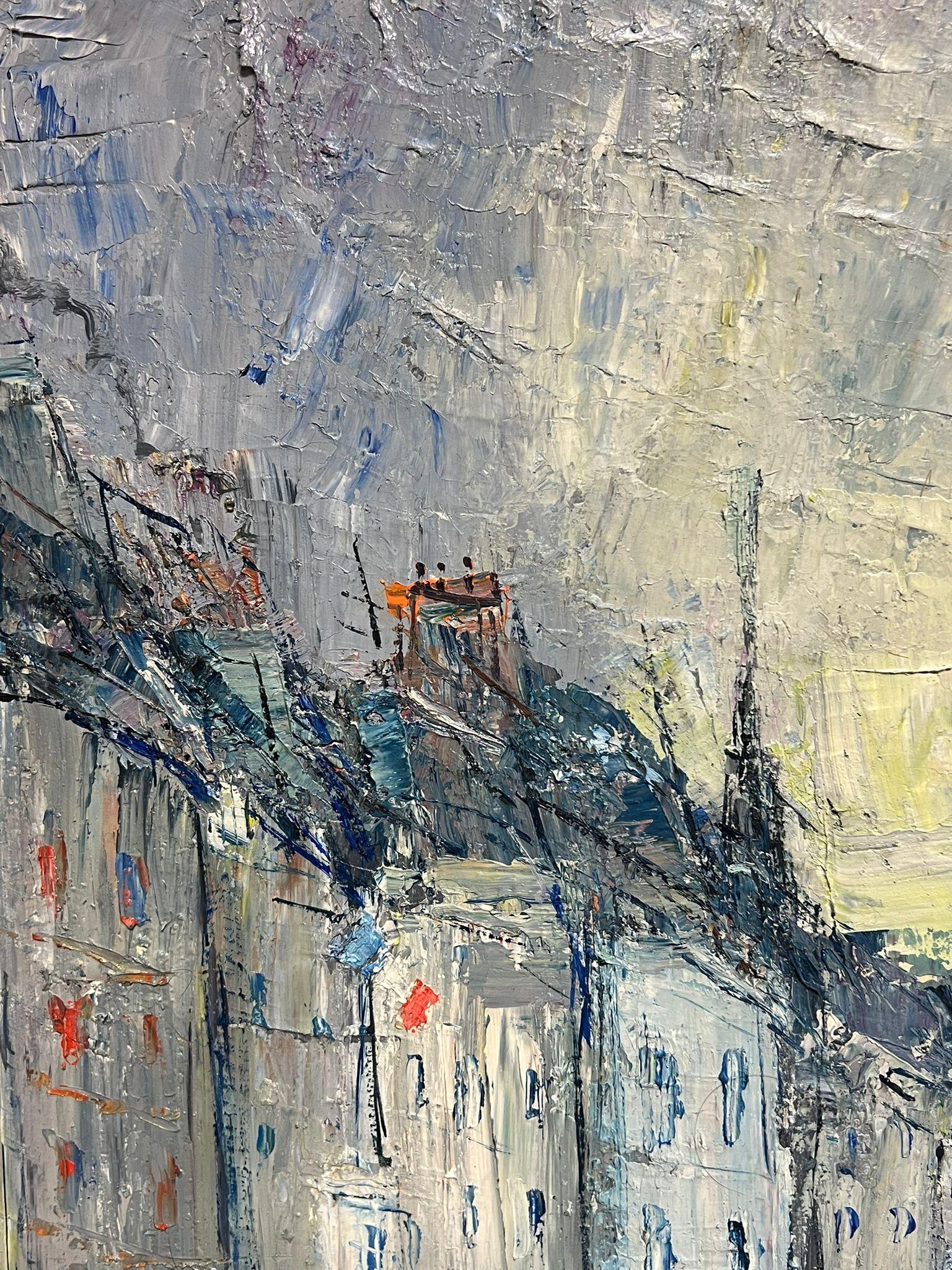 Honfleur Harbor Scene Mid-Century Modernist French Oil Painting Thickly Painted For Sale 3