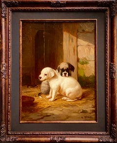 'The Puppies' by Henri Baert, 19th Century, Belgian Painter, signed lower left