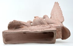Henri Bargas, Die drei Tauben, Französisches Art Déco Terrakotta 1920