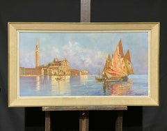 HUGE 1940s FRENCH IMPRESSIONIST SIGNED OIL - THE VENICE LAGOON - BEAUTIFUL COLOR