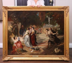 Large 19th Century French Oil Painting. Paris Salon 1845. Jean de la Fontaine.