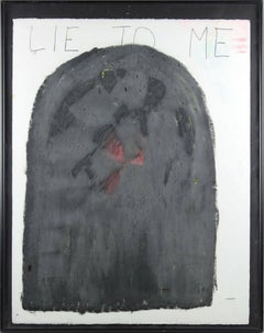 LIE TO ME, Mixed Media Abstract Painting with Text