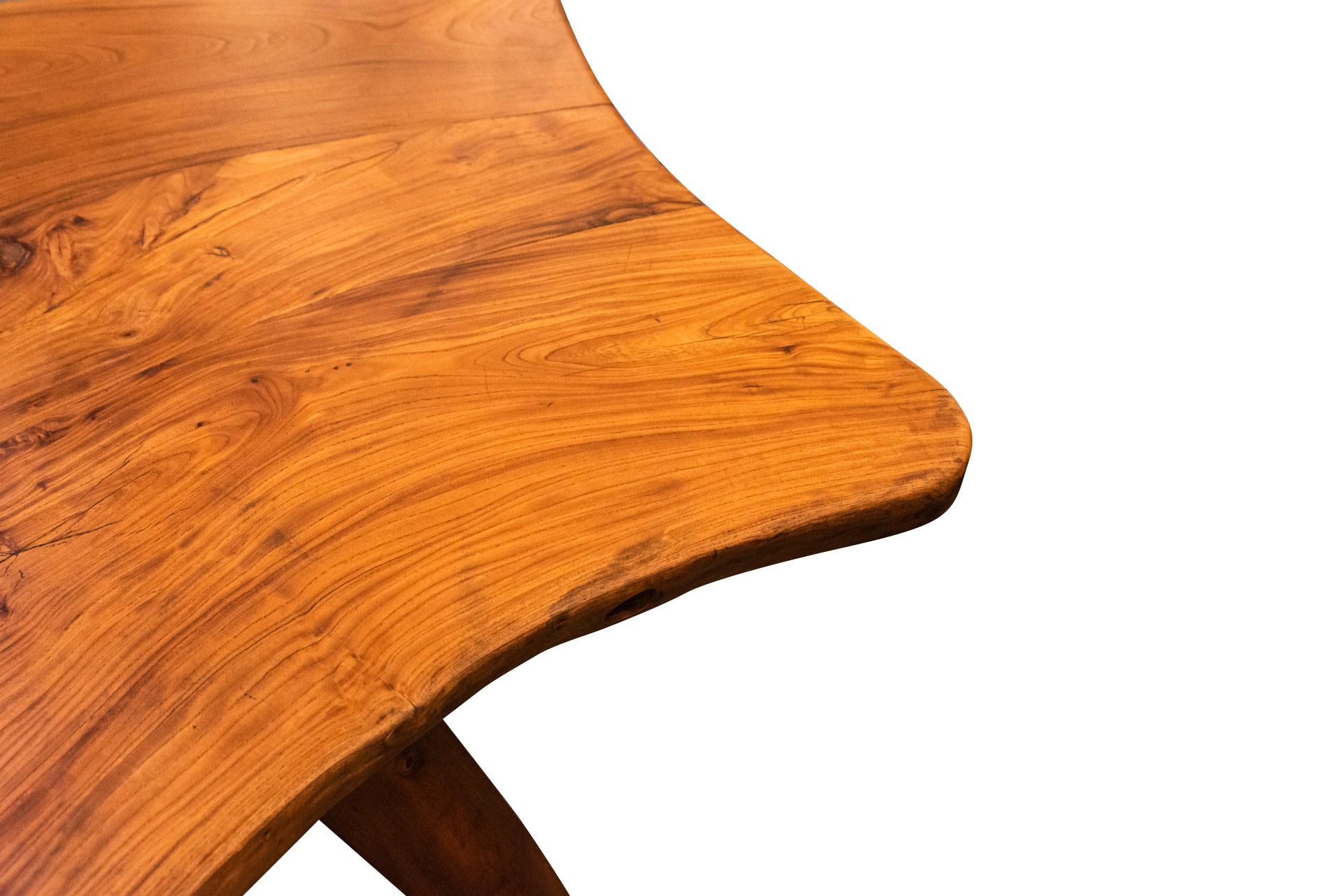 Freeform walnut dining table,
Rectangular top, four legs,
Beautiful patina, 
circa 1960, France. 

Measures : Height 69,5 cm, Width 176,5 cm, Depth 86 cm. 

