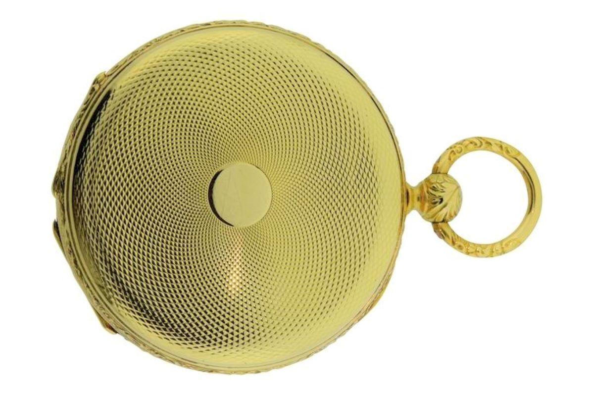 Henri Beguelin 18Kt. Massivgold Hochwertige Schweizer Schlüsselwind-Taschenuhr um 1840 (Edwardian) im Angebot