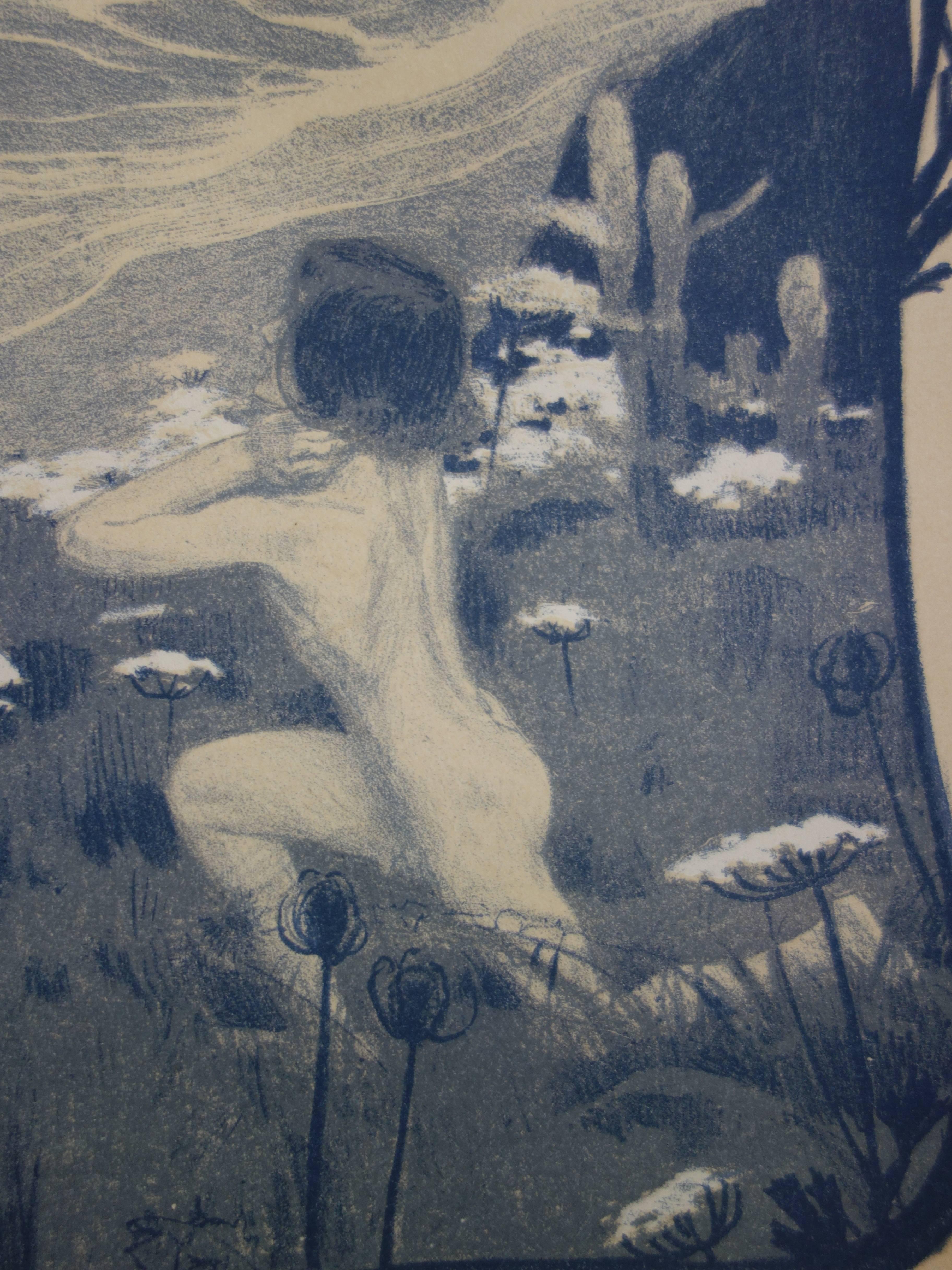 Henri Bellery-Desfontaines
Enigme (Apparition dans un rêve bleu), 1897

Lithographie originale (atelier Champenois)
Signature imprimée dans la plaque
Sur vellum, 40 x 31 cm (c. 16 x 12 in)

INFORMATION : Lithographie réalisée pour le portfolio