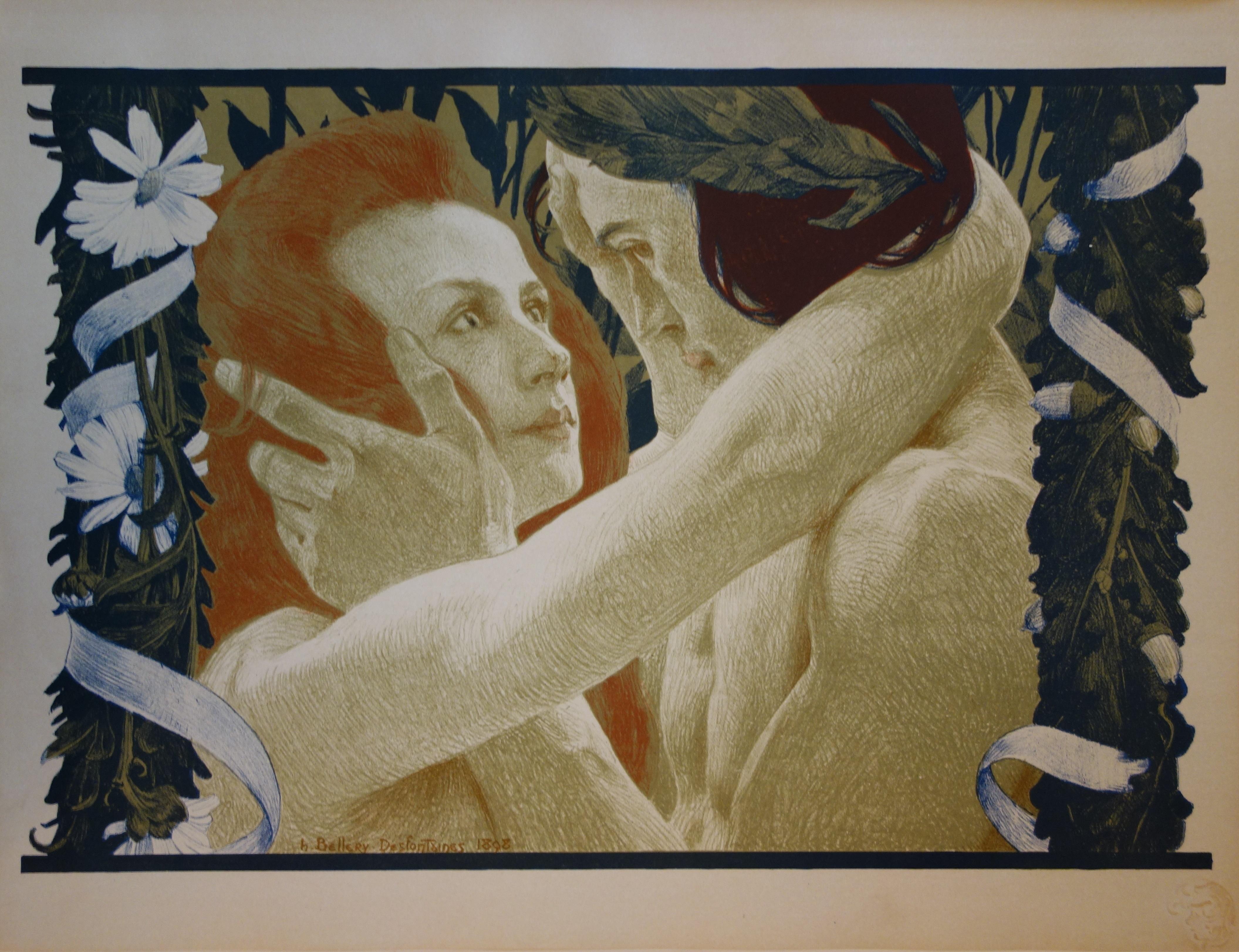 Figurative Print di Henri Bellery-Desfontaines - Amore misterioso - Litografia originale - 1898