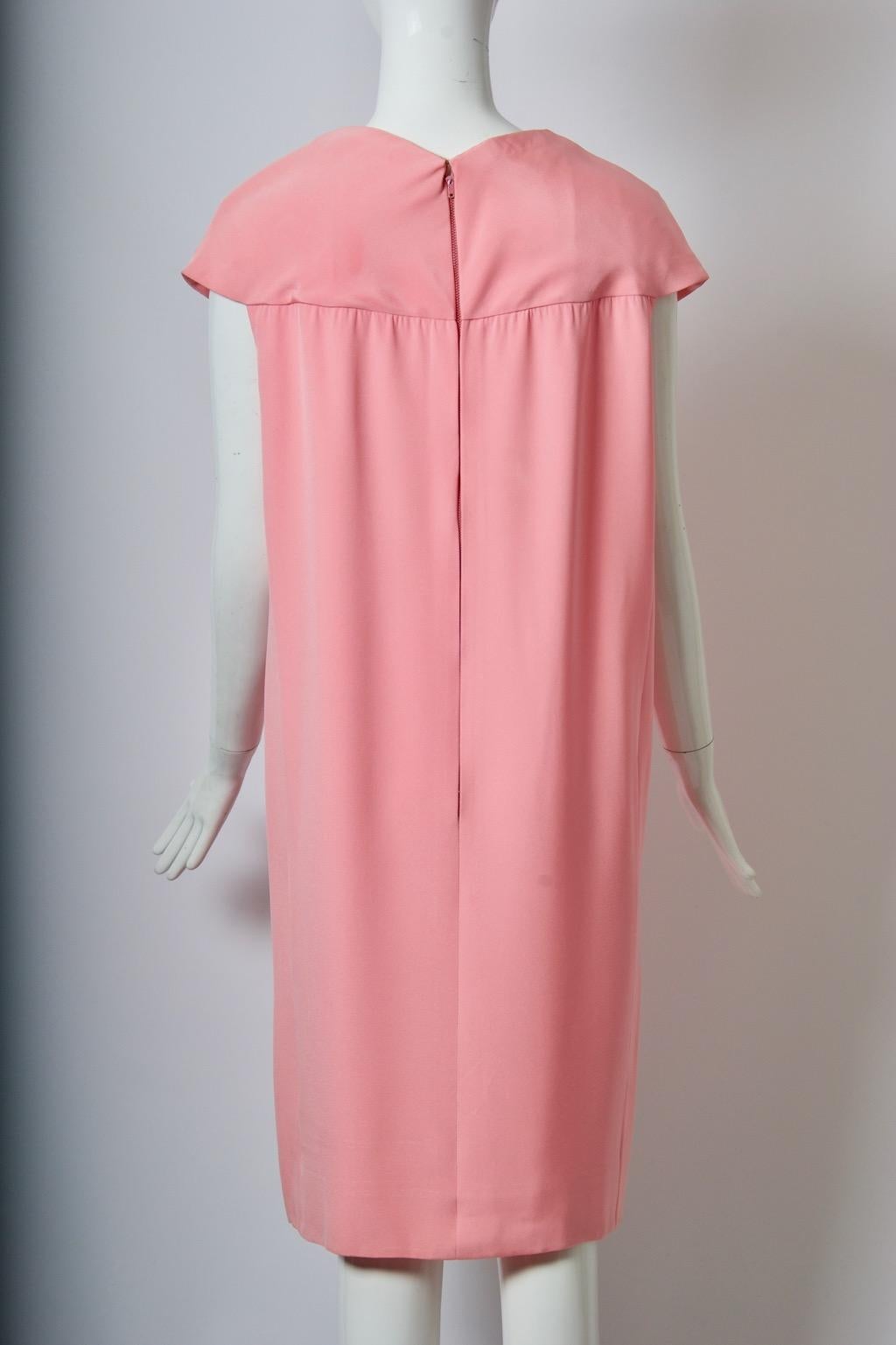 Henri Bendel 1960s Pink Silk Dress In Good Condition For Sale In Alford, MA