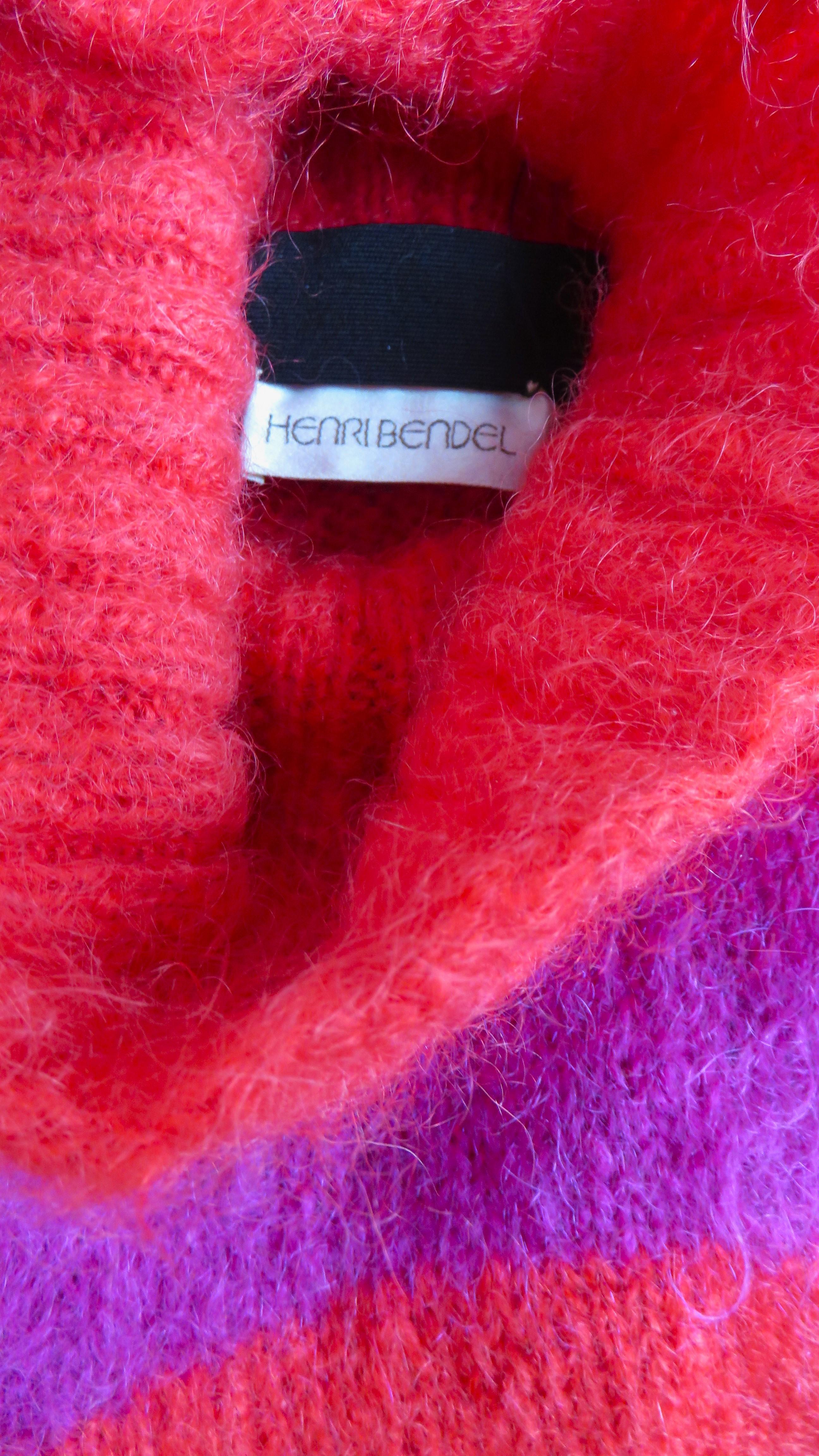 Henri Bendel Suéter de angora Op Art de manga dolman y cuello alto sobredimensionado Años 80 en venta 5