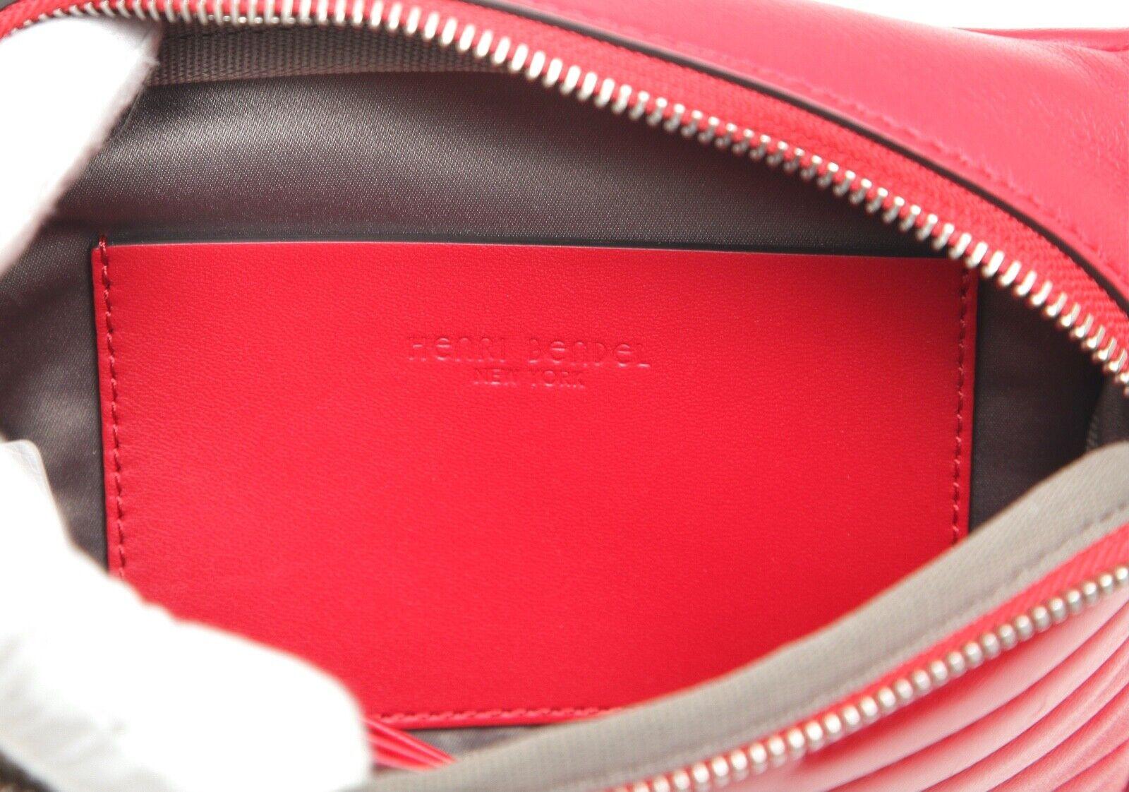 HENRI BENDEL Belt Bag Red Leather Quilted Gunmetal Hardware Credit Cards NEW For Sale 6