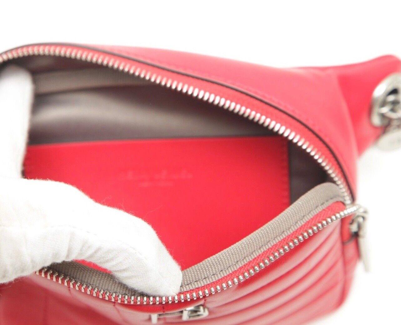 HENRI BENDEL Belt Bag Red Leather Quilted Gunmetal Hardware Credit Cards NEW For Sale 4