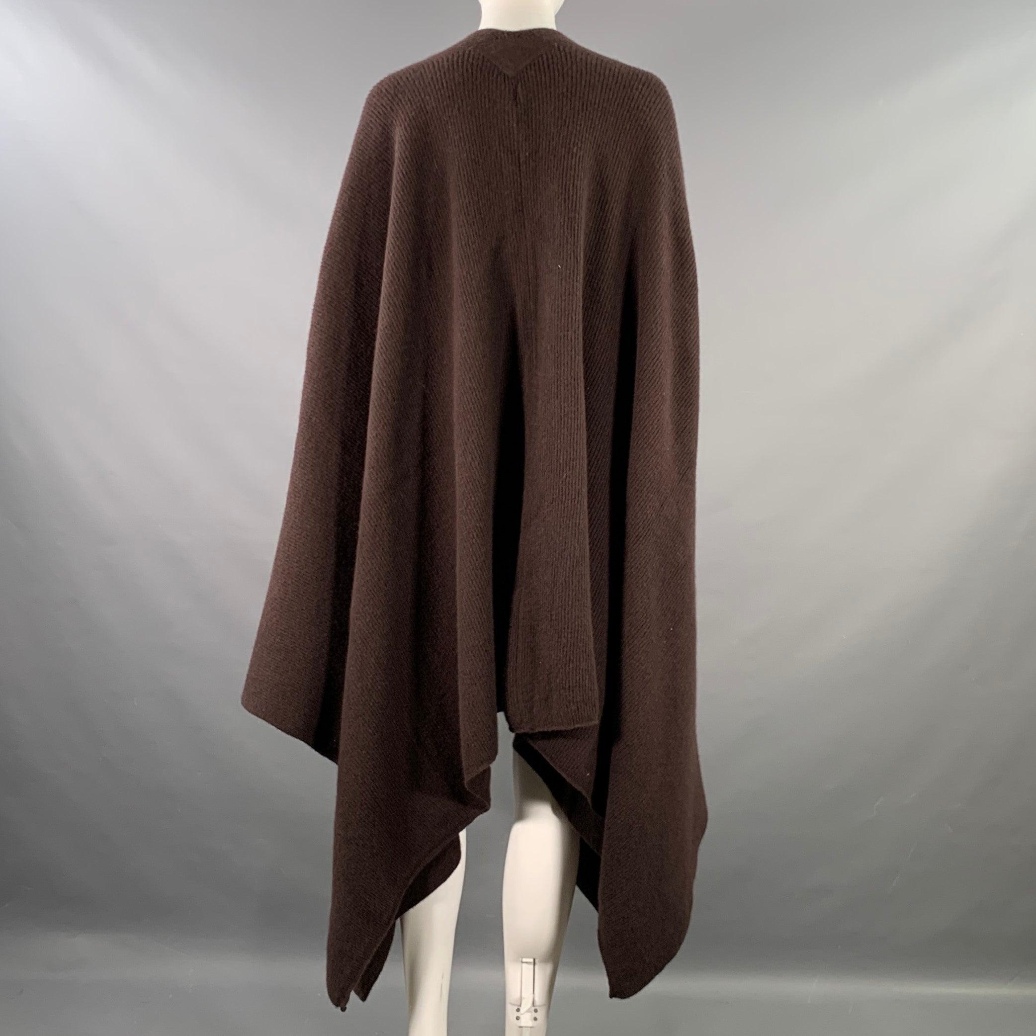 Noir HENRY BENDEL Châle écharpe en tricot de laine mérinos angora lapin côtelée marron en vente