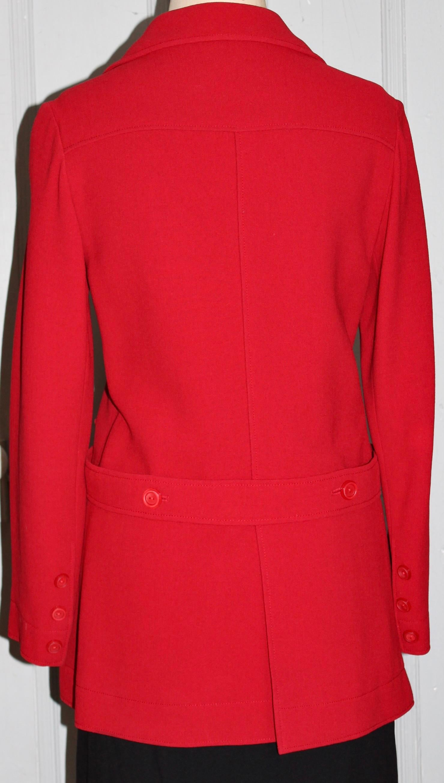 Henri Bendel „Limited Editions“ Französische rote Wolljacke mit Gürtel Damen im Angebot