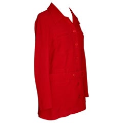 Henri Bendel, éditions limitées, veste en laine rouge française avec ceinture