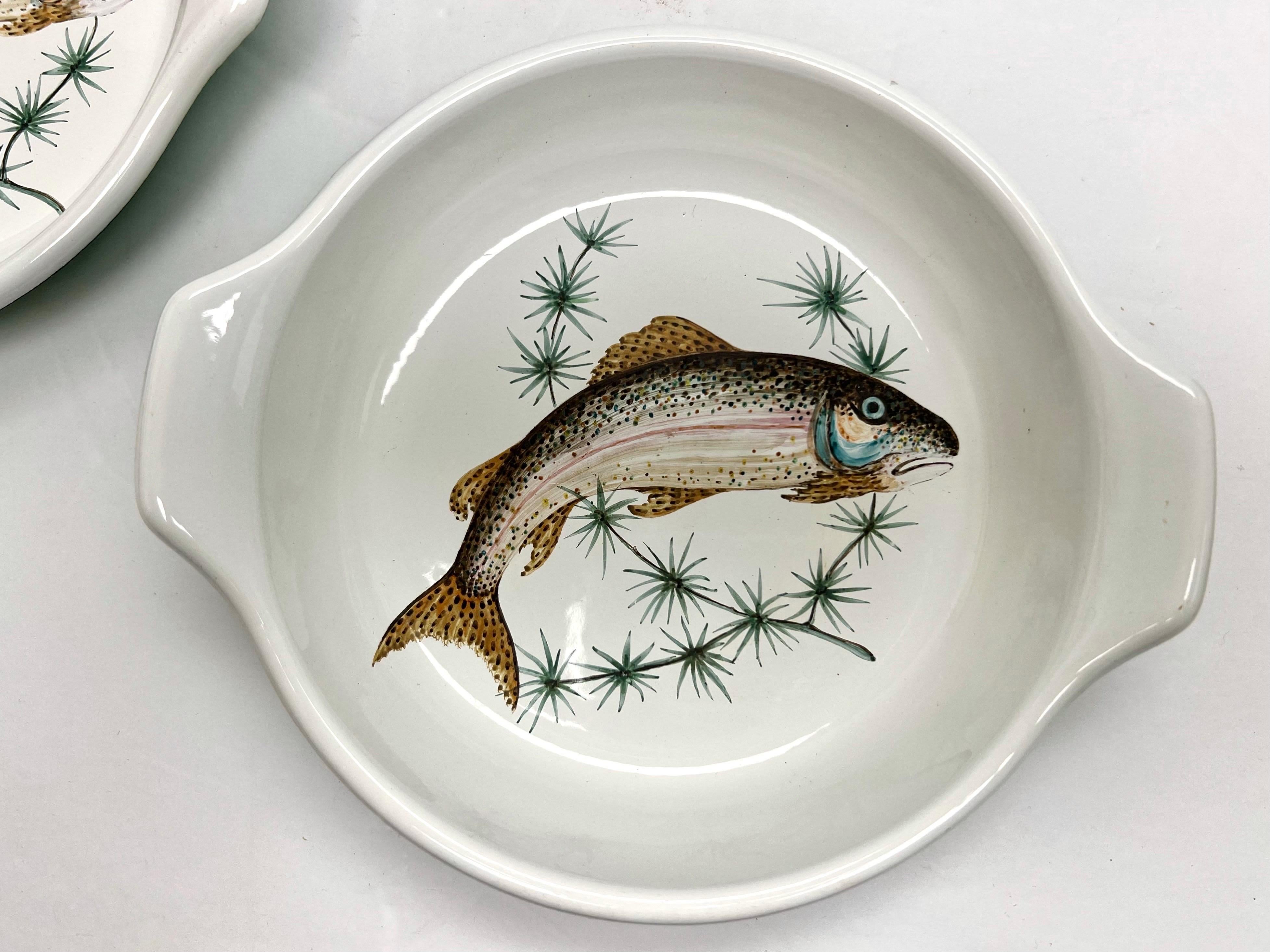Mid-20th Century Henri Bendel Pair of Enamel on Metal Fish Dish