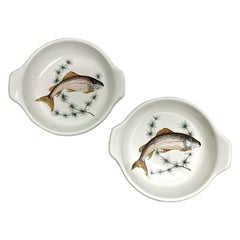 Vintage Henri Bendel Pair of Enamel on Metal Fish Dish