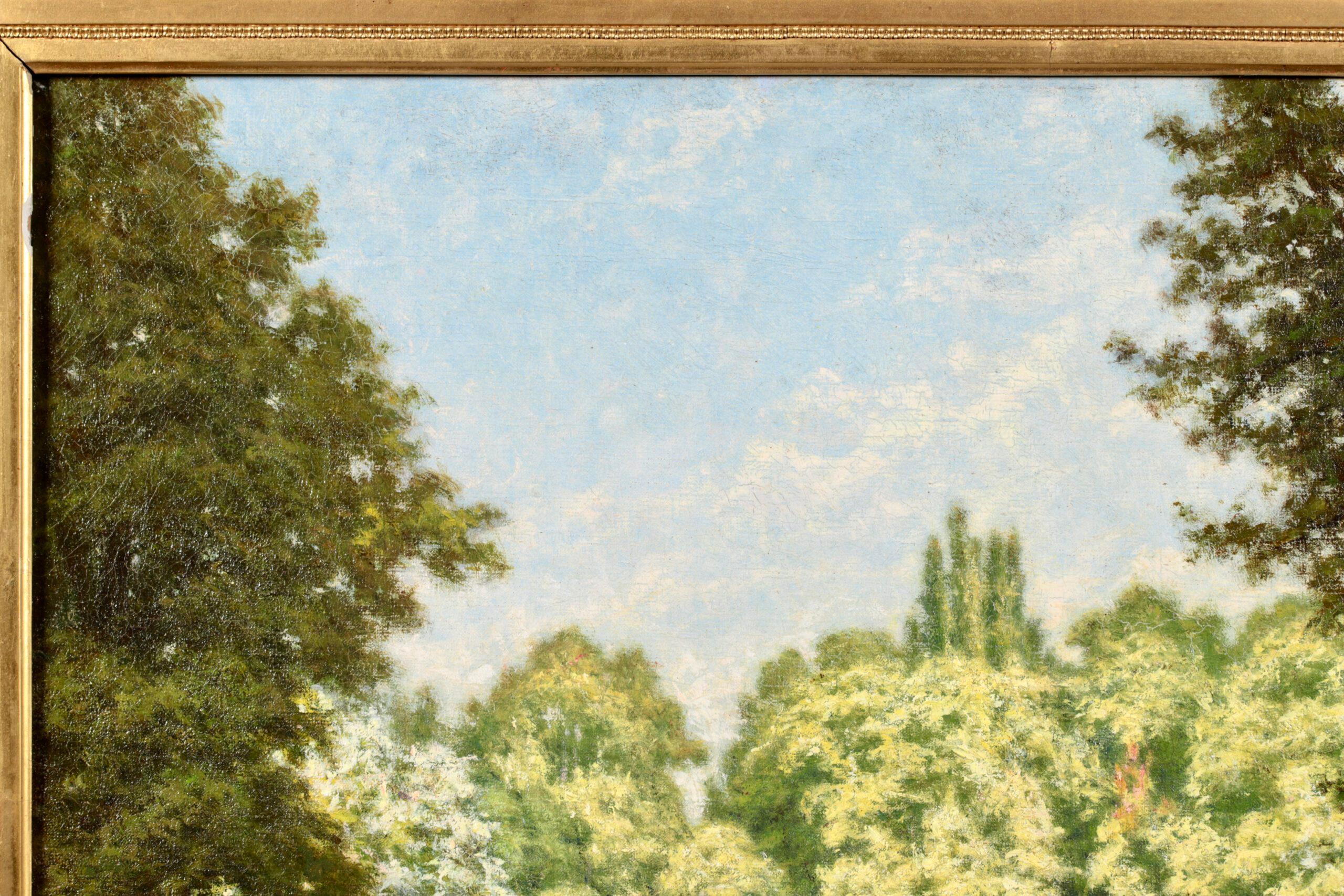 Villeneuve - l'etang - Ninfee - Paesaggio realista dipinto a olio da Henri Biva 2