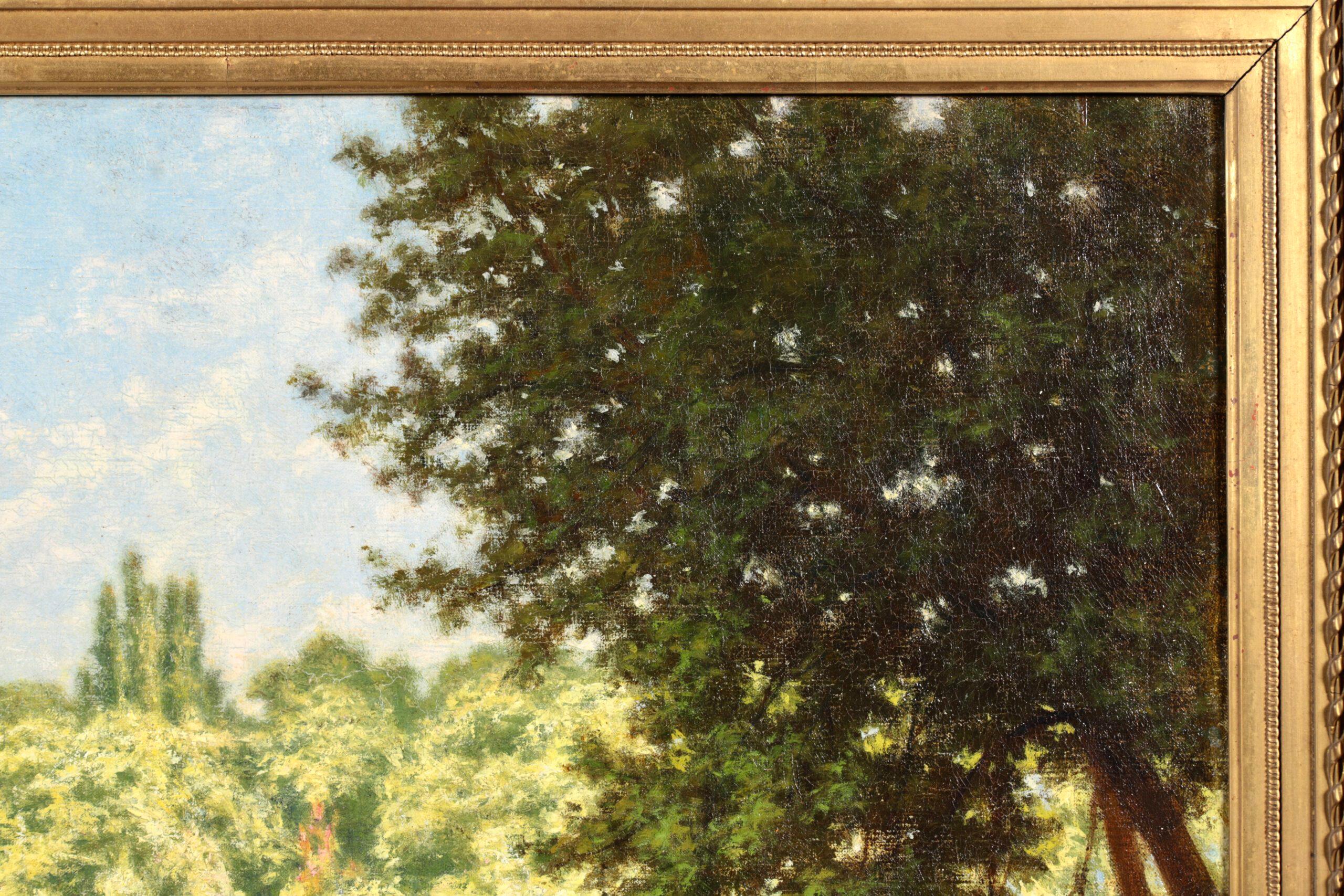 Villeneuve - l'etang - Ninfee - Paesaggio realista dipinto a olio da Henri Biva 3