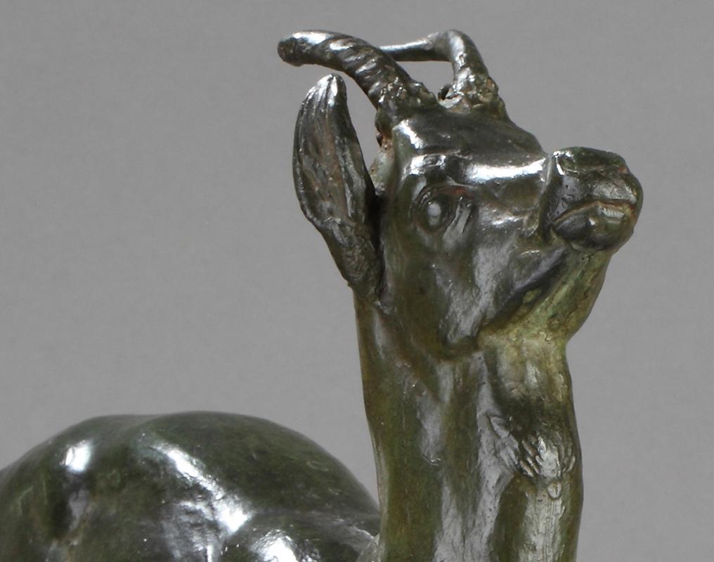 Woman and Gazelle, bronze sculpture 3