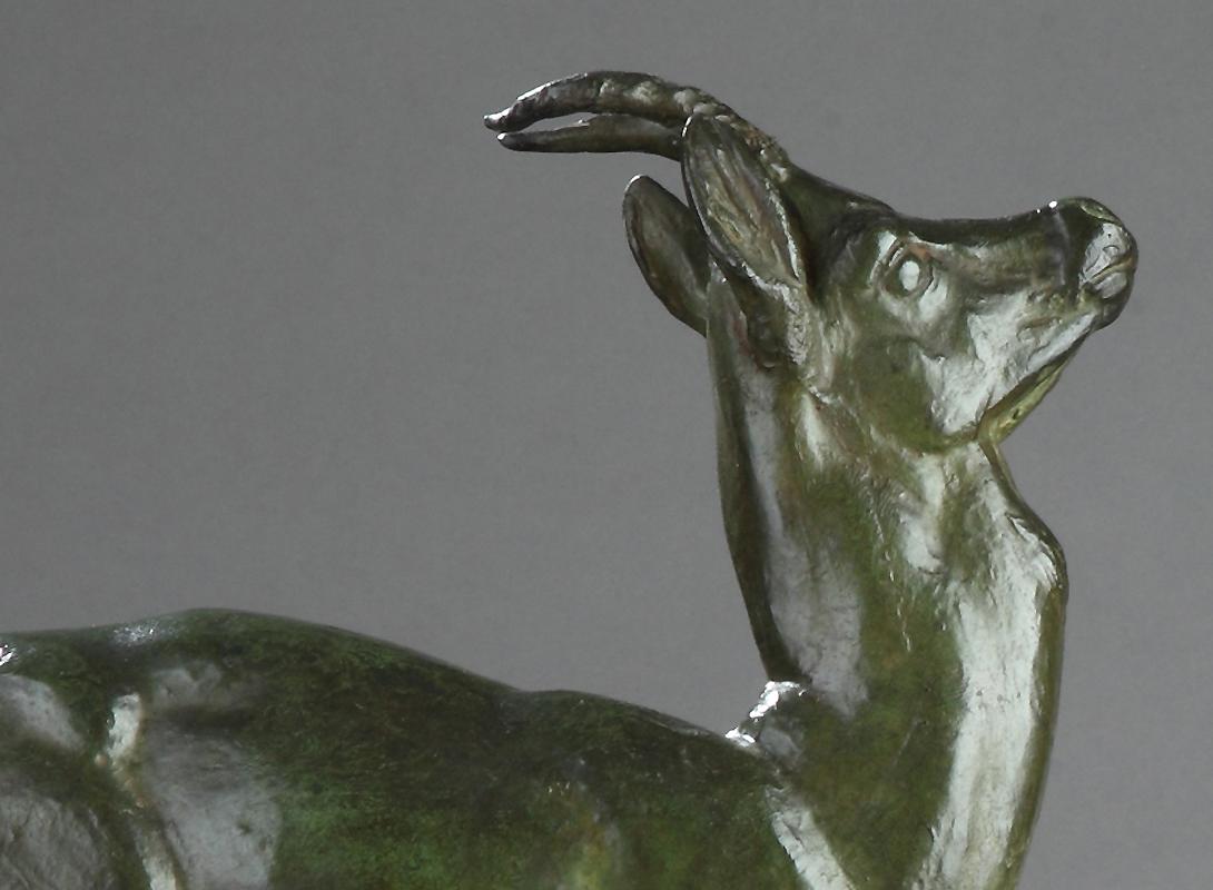 Woman and Gazelle, bronze sculpture 2
