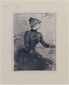 Antique "Seated Woman, " Original Drypoint Portrait signed by Henri Boutet